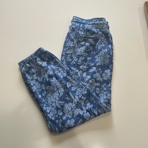 Anthropologie blue floral sweatpants. Excellent condition, size medium